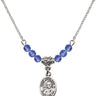 Saint John Paul II Birthstone Necklace | 1/2 inch | 4mm Beads  Sapphire Sterling Silver