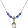 Saint Hildegard von Bingen Birthstone Necklace | 1/2 inch | 4mm Beads  Sapphire Sterling Silver