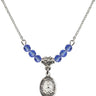 Saint Marie Magdalen Postel Birthstone Necklace | 1/2 inch | 4mm Beads  Sapphire Sterling Silver