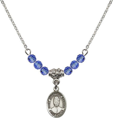 Collar de Santa Josefina Bakhita con piedra de nacimiento | 1/2 pulgada | Cuentas de 4 mm