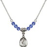 Saint Uriel the Archangel Birthstone Necklace | 1/2 inch | 4mm Beads  Sapphire Sterling Silver