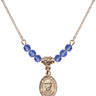 Saint Damien of Molokai Birthstone Necklace | 1/2 inch | 4mm Beads  Sapphire 14kt Gold Filled