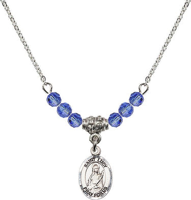 Women's Saint Lucy Birthstone Necklace | 1/2 inch | 4mm Beads