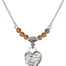 Guardian Angel Birthstone Necklace | 5/8 inch | 4mm Beads  Topaz Sterling Silver