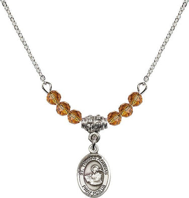 St. Thomas Aquinas Birthstone Necklace | 1/2 inch | 4mm Beads