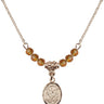 Saint Cecilia Birthstone Necklace | 1/2 inch | 4mm Beads  Topaz 14kt Gold Filled
