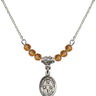 Saint Nino de Atocha Birthstone Necklace | 1/2 inch | 4mm Beads  Topaz Sterling Silver