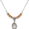 Saint Bernard of Clairvaux Birthstone Necklace | 1/2 inch | 4mm Beads  Topaz Sterling Silver