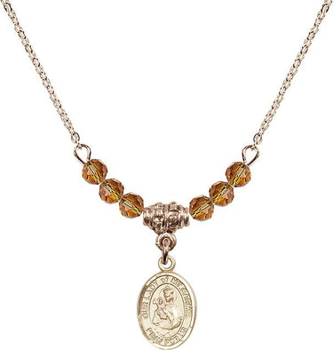 Our Lady of Mount Carmel Birthstone Necklace | 1/2 inch | 4mm Beads
