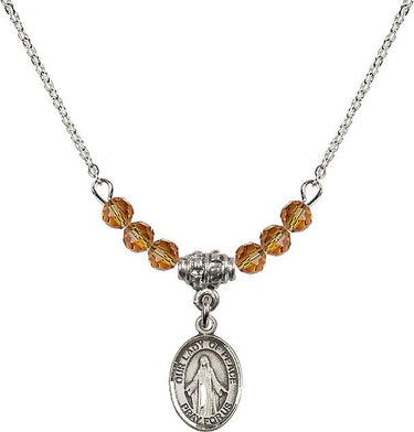 Our Lady of Peace Birthstone Necklace | 1/2 inch | 4mm Beads