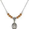 Saint Isaiah Birthstone Necklace | 1/2 inch | 4mm Beads  Topaz Sterling Silver