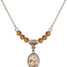 Saint Anthony of Egypt Birthstone Necklace | 1/2 inch | 4mm Beads  Topaz 14kt Gold Filled