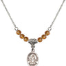 Saint Bernadine of Sienna Birthstone Necklace | 1/2 inch | 4mm Beads  Topaz Sterling Silver