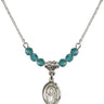 Saint David of Wales Birthstone Necklace | 1/2 inch | 4mm Beads  Zircon Sterling Silver