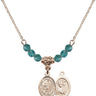 Saint Christopher Cross Birthstone Necklace | 1/2 inch | 4mm Beads  Zircon 14kt Gold Filled