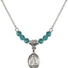 Saint Rachel Birthstone Necklace | 1/2 inch | 4mm Beads  Zircon Sterling Silver
