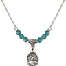 Our Lady of Good Counsel Birthstone Necklace | 1/2 inch | 4mm Beads  Zircon Sterling Silver