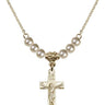 Crucifix Crystal Necklace | 7/8 inch | 4mm Beads   14kt Gold Filled