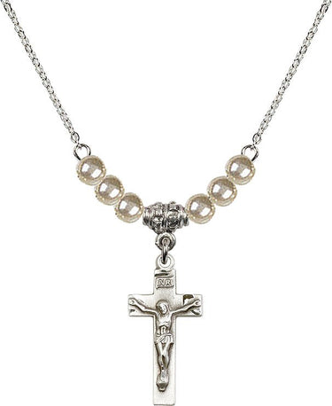 Collar de cristal con crucifijo para mujer | 7/8 pulgadas | Cuentas de 4 mm | N21-0006