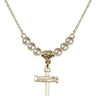 Nail Cross Crystal Necklace | 3/4 inch | 4mm Beads   14kt Gold Filled