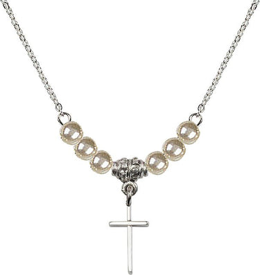 Birthstone Cross Crystal Necklace | 1/2 inch | 4mm Beads | N21-0014S