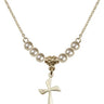 Cross Crystal Necklace | 3/4 inch | 4mm Beads   14kt Gold Filled