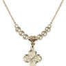 Four Way Medal Crystal Necklace | 3/4 inch | 4mm Beads   14kt Gold Filled