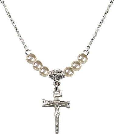 Collar de cristal con crucifijo de clavos | 1,9 cm | Cuentas de 4 mm | N21-0072