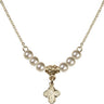 Four Way Medal Crystal Necklace | 3/8 inch | 4mm Beads   14kt Gold Filled