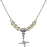 Saint Brigid of Ireland Cross Crystal Necklace | 1/2 inch | 4mm Beads   Sterling Silver