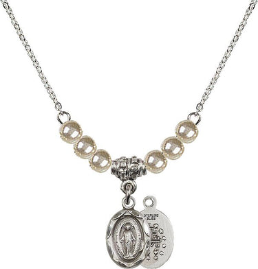Collar de cristal con cuentas de la Medalla Milagrosa | 1/2 pulgada | Cuentas de 4 mm | N21-0301M
