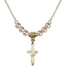 Crucifix Crystal Necklace | 7/8 inch | 4mm Beads   14kt Gold Filled