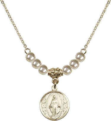 Collar con medalla milagrosa de plata y cristal | 5/8 pulgada | Cuentas de 4 mm