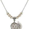 Miraculous Medal Crystal Necklace | 5/8 inch | 4mm Beads   Sterling Silver