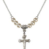 Crucifix Crystal Necklace | 7/8 inch | 4mm Beads   Sterling Silver