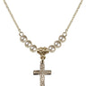Crucifix Crystal Necklace | 3/4 inch | 4mm Beads   14kt Gold Filled