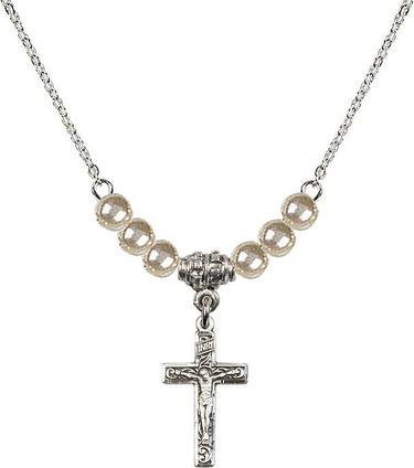 Collar de crucifijo de cristal | 1,9 cm | Cuentas de 4 mm | N21-0672