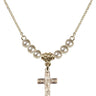 Cross Crystal Necklace | 1 1/2 inch | 4mm Beads   14kt Gold Filled