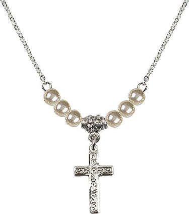 Cross Crystal Necklace | 1 1/2 inch | 4mm Beads | N21-0672Y