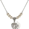 Miraculous Medal Crystal Necklace | 1/2 inch | 4mm Beads   Sterling Silver