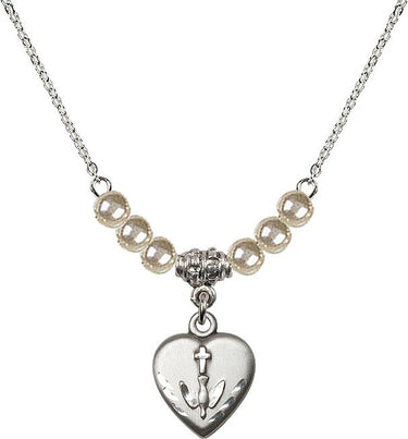 Heart / Confirmation Crystal Necklace | 5/8 inch | 4mm Beads | N21-0891