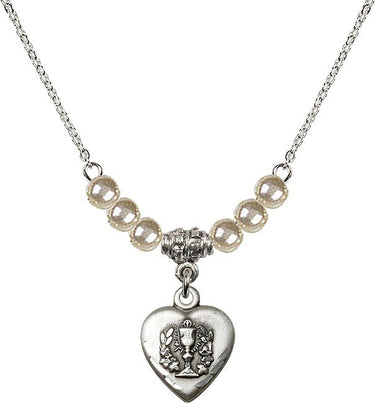 Heart / Communion Crystal Necklace | 5/8 inch | 4mm Beads | N21-0892