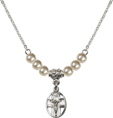 Women's Crucifix Crystal Necklace | 1/2 inch | 4mm Beads
