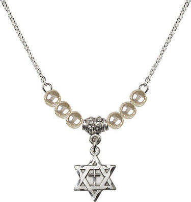 Star of David Cross Crystal Necklace | 1/2 inch | 4mm Beads | N21-1211Y