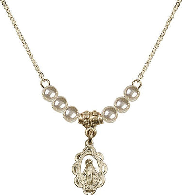 Collar de Plata con Medalla Milagrosa y Cristales | 1/2 pulgada | Cuentas de 4 mm | N21-1610