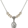 Miraculous Medal Crystal Necklace | 1/2 inch | 4mm Beads   Sterling Silver