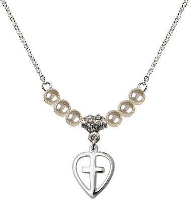 Heart Cross Crystal Necklace | 1/2 inch | 4mm Beads | N21-1709