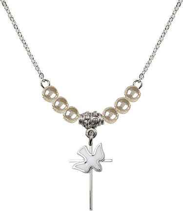 Holy Spirit Cross Crystal Necklace | 3/4 inch | 4mm Beads