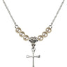Cross Crystal Necklace | 3/4 inch | 4mm Beads   Sterling Silver