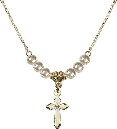 Sterling Cross Crystal Necklace | 5/8 inch | 4mm Beads